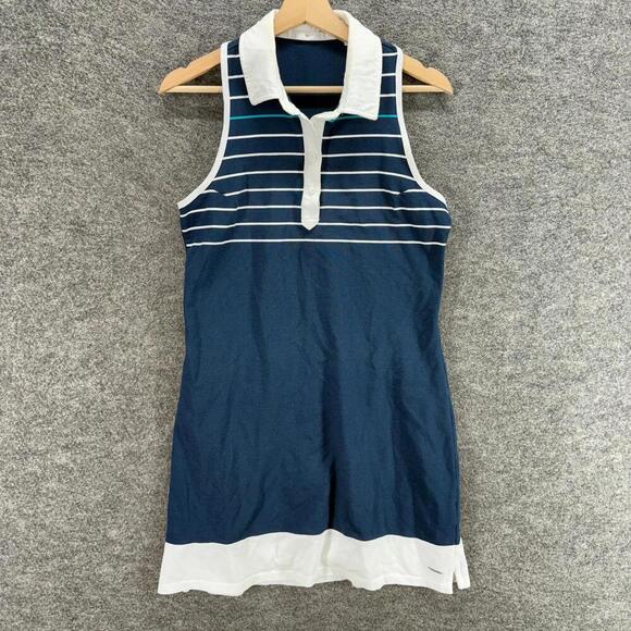 Dresses & Skirts - AUR Shirt Dress Women L Large Blue Striped Short Collared Sleeveless Button